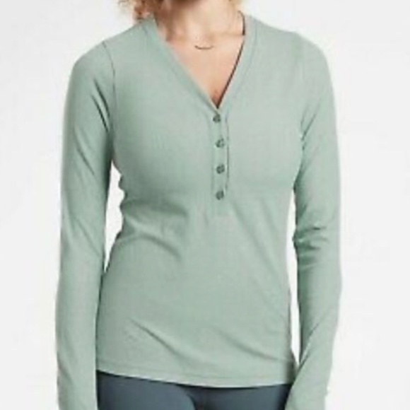 Athleta Uptempo Ribbed Henley V Neck Top Sz S - Picture 6 of 6